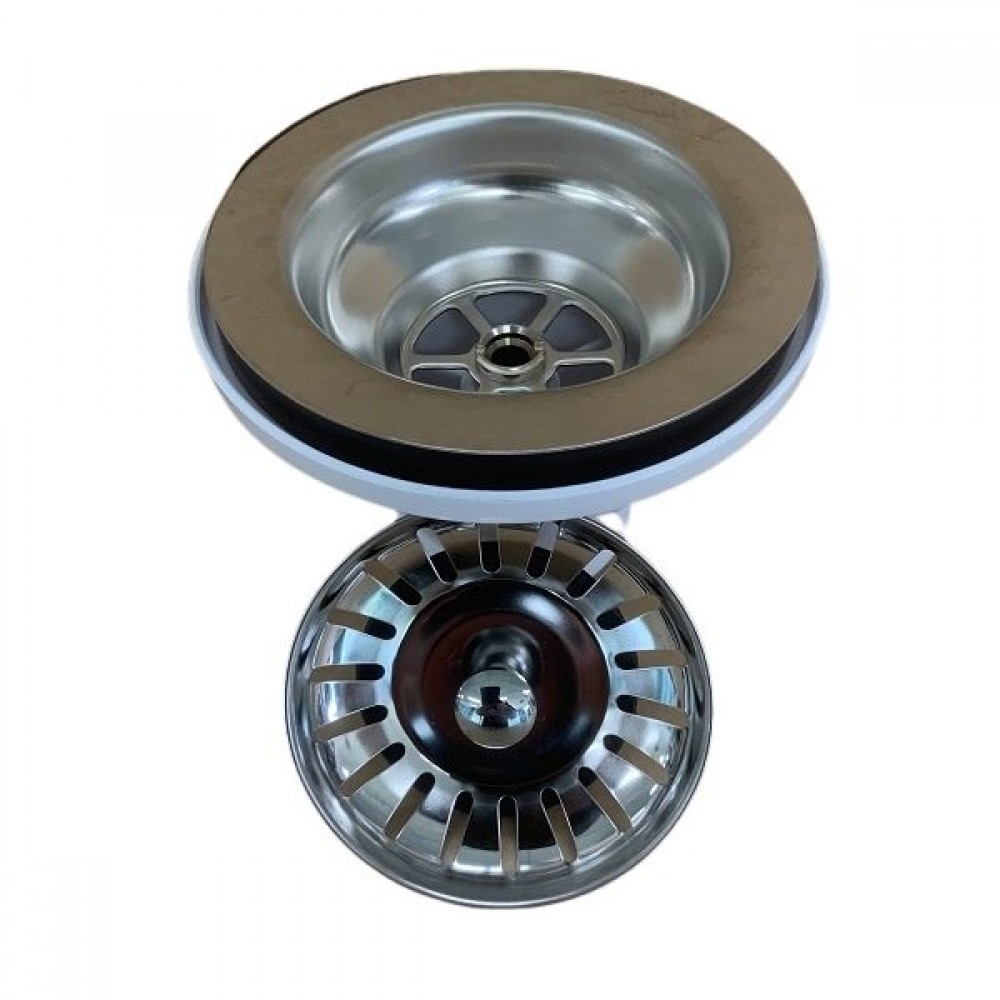 90mm X 50mm LONG PVC Sink Basket Waste Stainless Steel Plug & Wastes