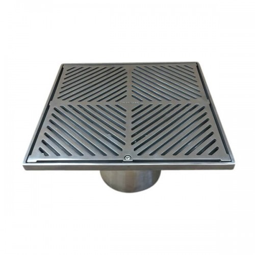 300mm Square Floor Waste Grate Removable Strainer 304 Stainless 100mm Outlet Fw300bs304