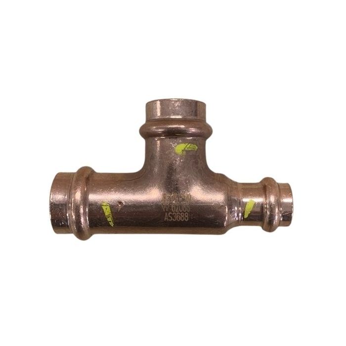 20mm X 20mm Centre X 15mm 1/2" Reducing Tee Gas Copper Press