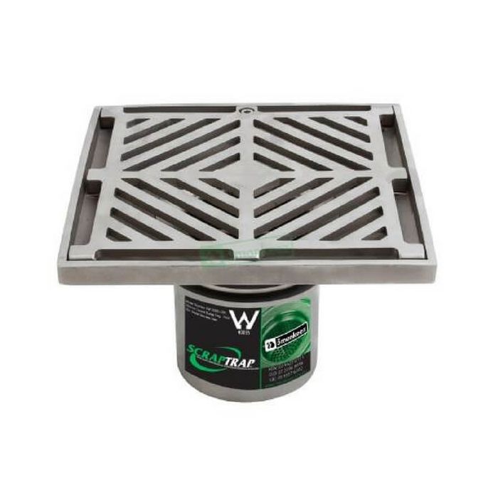 200mm Square Floor Waste With Bucket Trap Stainless Steel 304 FW-200-BS-304 