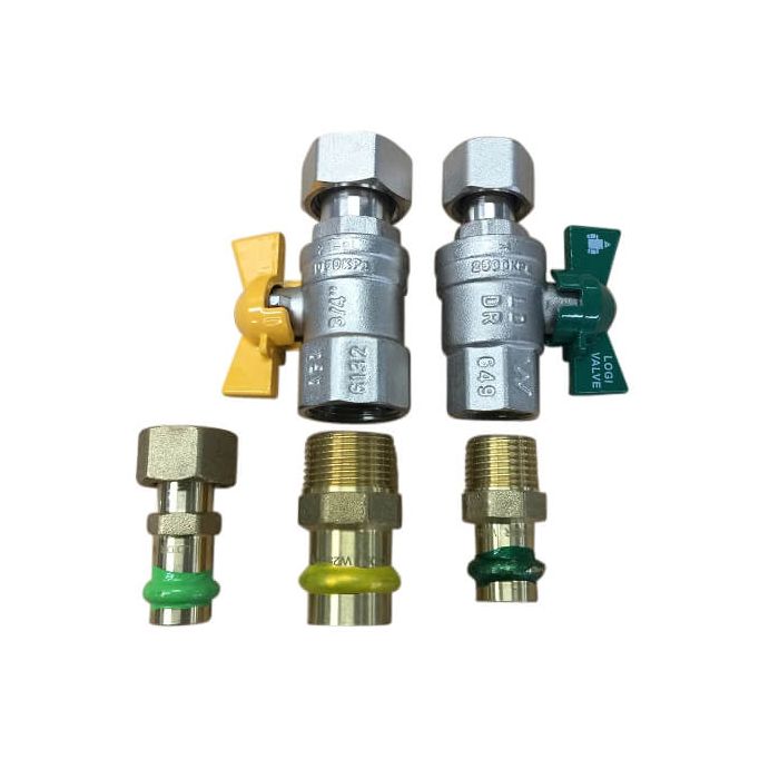20mm X 15mm 1/2" Copper Press Swivel Nut Ball Valve Kit Gas & Water