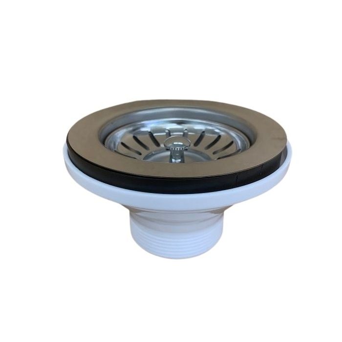 90mm X 50mm SHORT PVC Sink Basket Plug & Waste Stainless Steel  