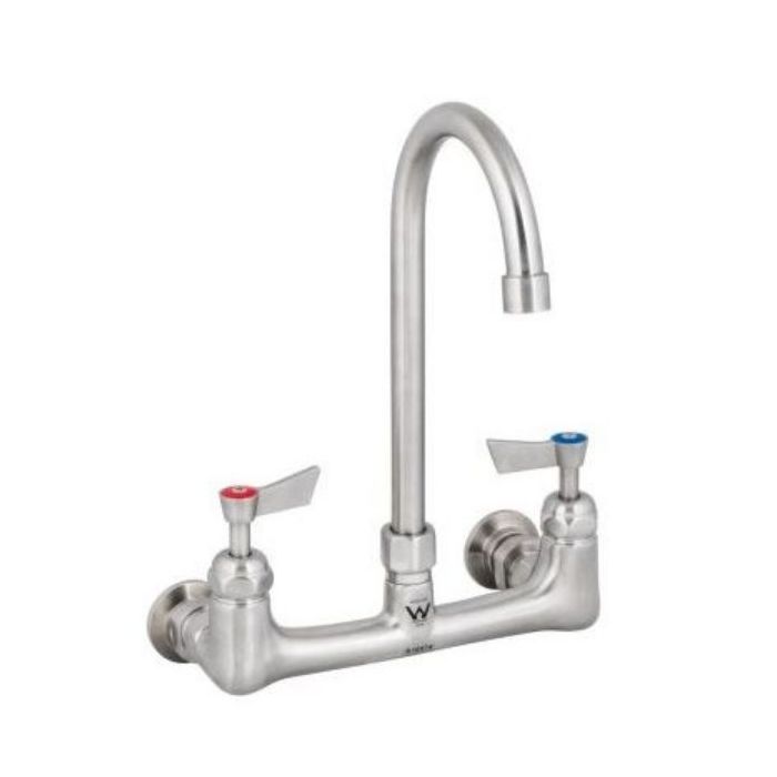Guardian Exposed Dual Wall Mount Tap Set With 12" Gooseneck Spout Stainless T-3MEWG12