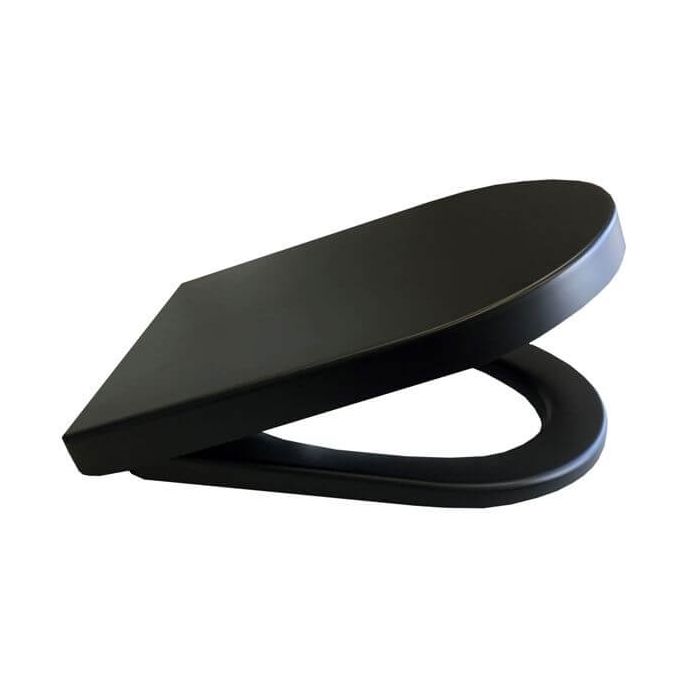 Haron Onyx Matte Black Toilet Seat D Shape Top & Bottom Fix Hinges TS-2180