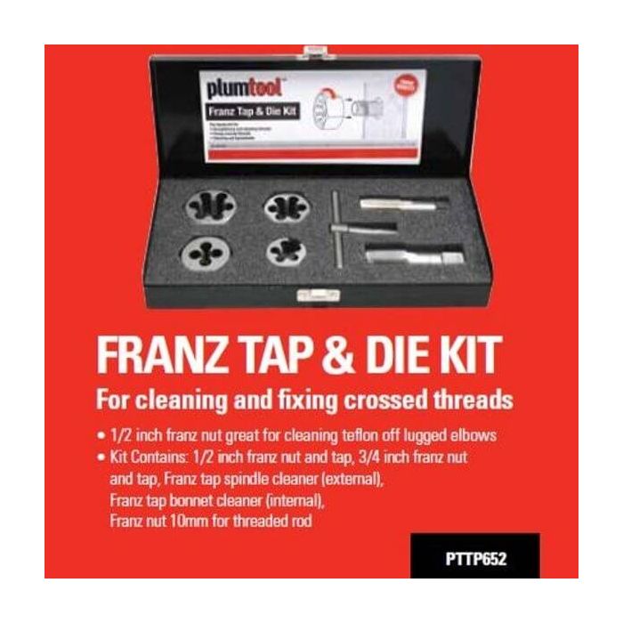 Plumtool Franz Tap & Thread Die Kit 1/2" - 3/4" PTTP652