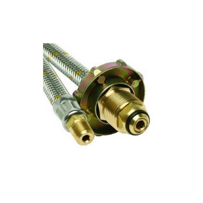 600mm LP Gas Pig Tail Hose Stainless POL Wheel X 1/4" NPT Male 6SCH0600