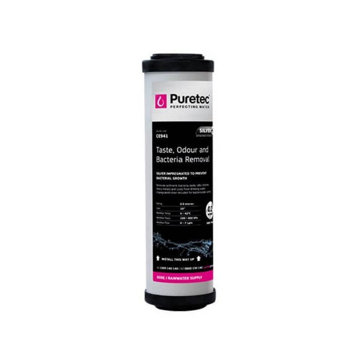 Puretec CE941 0.2 Micron Silver Impregnated Ceramic Water Filter Cartridge 2.5" x 10" 
