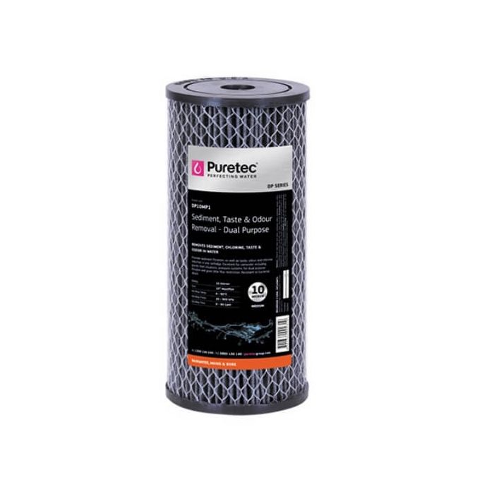 Puretec DP10MP1 10 Micron Dual Purpose Carbon Water Filter Cartridge 4.5" x 10" 
