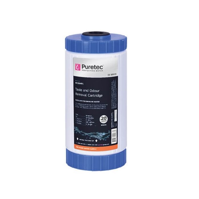 Puretec GC20MP1 20 Micron Granular Carbon Water Filter Cartridge 4.5" x 10" 