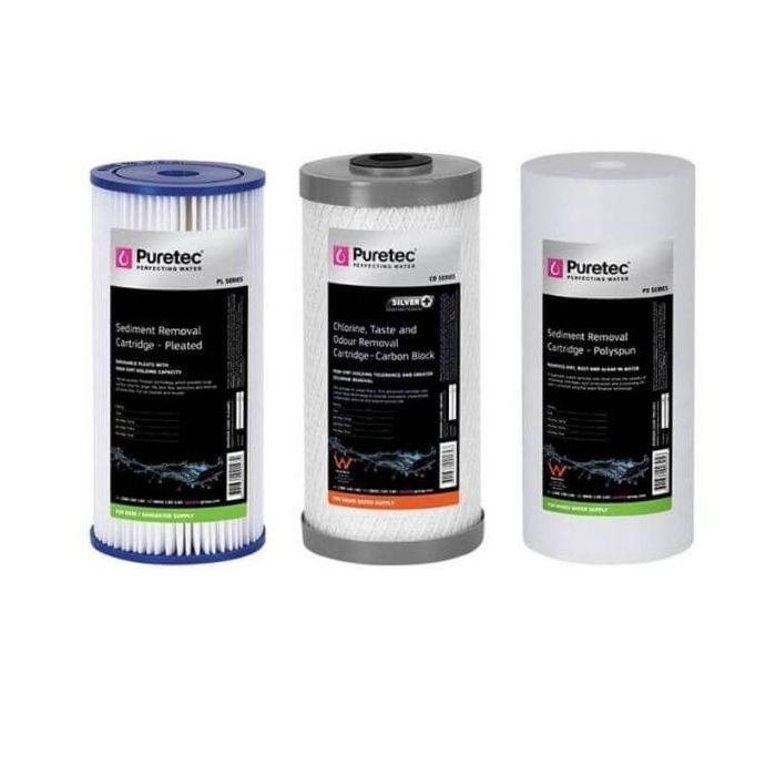 Puretec Hybrid G12 & R10 Triple Filter Cartridge Kit PL05MP1 - CB05MP1 - PX01MP1 10" 