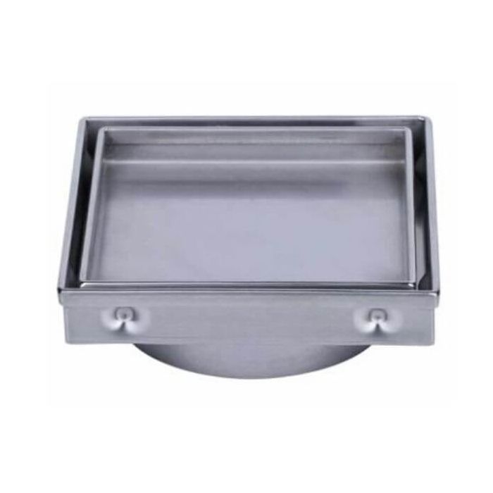 Stainless Steel Tile Insert Point Drain 130mm x 130mm x 100mm Outlet FW-130STI