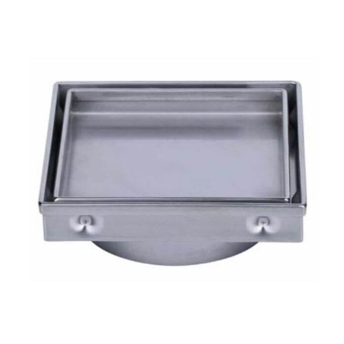 Stainless Steel Tile Insert Point Drain 100mm x 100mm x 50mm Outlet FW-100STI