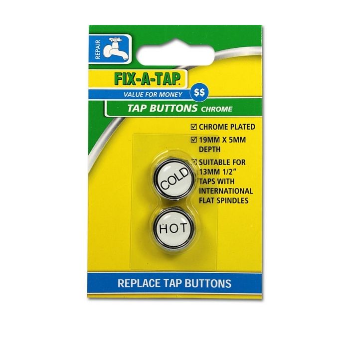 Tap Button Chrome 19mm X 5mm (Pk 2) Fixatap 218117 