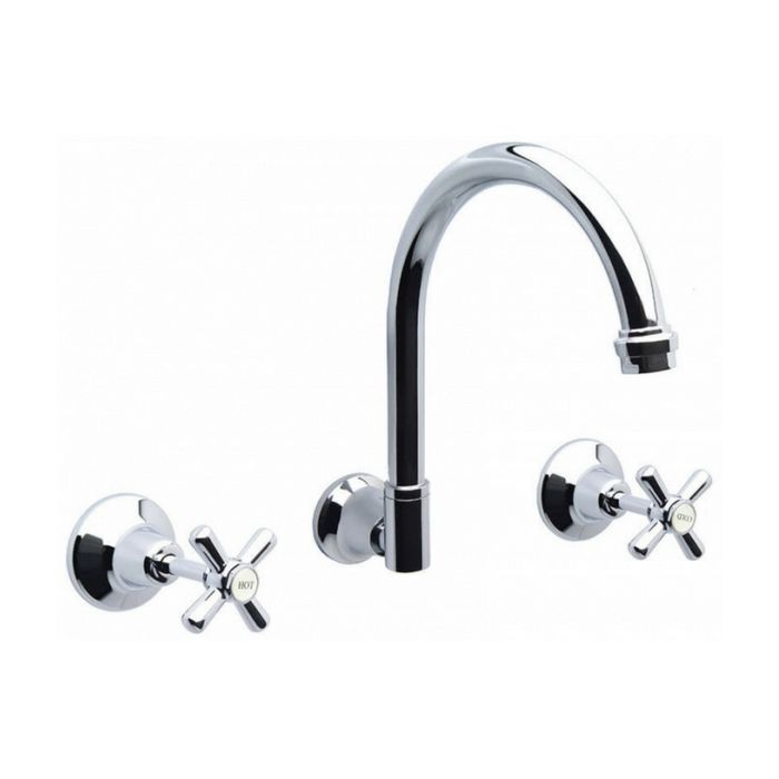 Whitehall Ezy Clean Wall Sink Set Goose Neck Outlet Ceramic Disc
