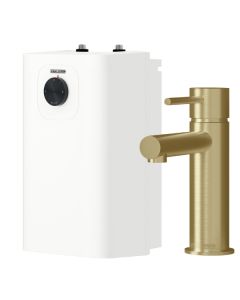 Stiebel Eltron SNU 10 Plus Brushed Gold Fixed Outlet Mixer Hot Water Heater Open Vented 208203