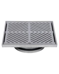 200mm Square Floor Grate Heel Proof 316 Stainless 150mm Outlet FW-200S-150-316