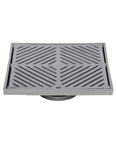 225mm Square Floor Grate Heel Proof 304 Stainless 100mm Outlet FW-225S-304