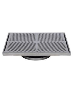 300mm Square Floor Waste Hinged Grate 316 Stainless Steel 150mm Outlet FW-300S-150-316