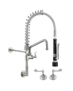3Monkeez Cafe Wall Mount Pre Rinse Tap 12" Pot Filler & Spray With 1/4T Wall Stops T-3M53822-C