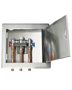 Gentec Flomix MVS60153 Thermostatic Mixing Valve Hinged Lid Recessed Stainless Box 3 Hole 