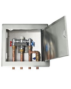 Gentec Flomix MVS60154 Thermostatic Mixing Valve Hinged Lid Recessed Stainless Box 4 Hole  
