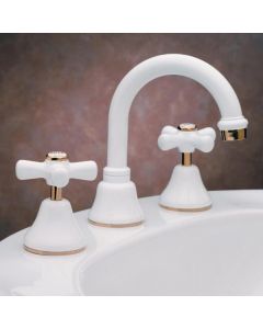 Traditions Basin Set White Gold Ceramic Disc Swivel Outlet STC120 