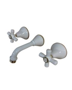 Traditions Bath Set Ivory Gold Ceramic Disc 150mm Fixed Outlet STC202
