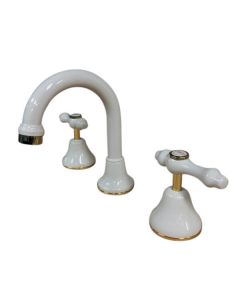 Traditions Lever Basin Set Ivory Gold Ceramic Disc Swivel Outlet TL1146