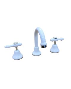 Traditions Lever Basin Set White Chrome Ceramic Disc Swivel Outlet TL1061