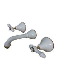 Traditions Lever Bath Set Ivory Gold Ceramic Disc 150mm Fixed Outlet TL1520