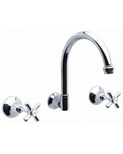 Whitehall Ezy Clean Wall Sink Set Goose Neck Outlet Ceramic Disc