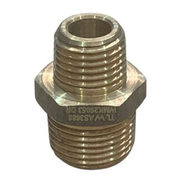 10mm X 6mm Brass Hex Nipple BSP LF 3/8 x 1/4  