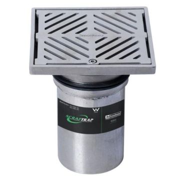 150mm Square Floor Grate Heel Proof & Strainer 304 Stainless 100mm Outlet FW-150BS-304