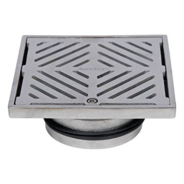 150mm Square Floor Grate Heel Proof 316 Stainless 100mm Outlet FW-150S-316