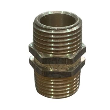 15mm Brass Hex Nipple BSP LF 1/2"   