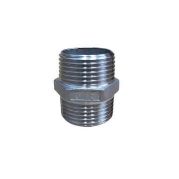 15mm 1/2" Hex Nipple BSP Stainless Steel 316 150lb