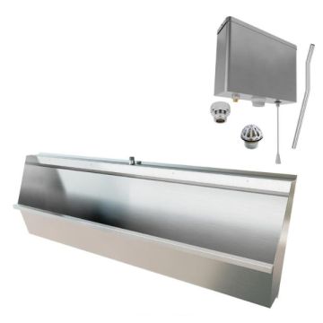 1800mm Wall Hung Stainless Urinal Kit Including Pull Chain Cistern M-SWHUR-1800C-PCKIT 