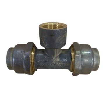 20C X 20C X 15mm Female BSP Tee Flare Compression DUT LF
