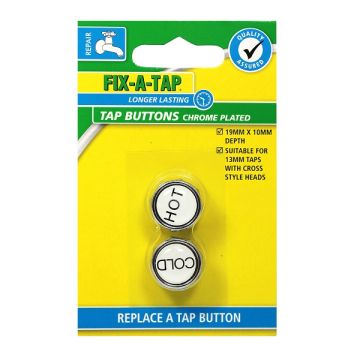 Tap Button Chrome 19mm X 10mm (Pk 2) Fixatap 217882 