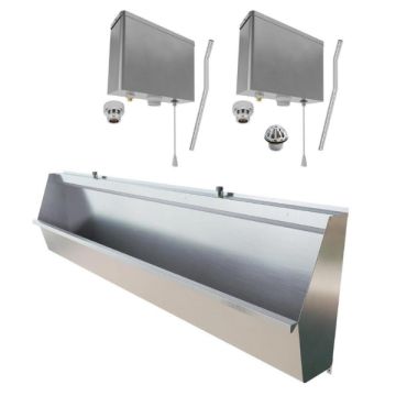2400mm Wall Hung Stainless Urinal Kit Including Pull Chain Cistern M-SWHUR-2400C-PCKIT