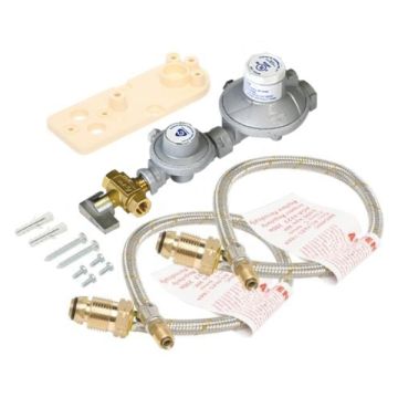 250Mj-Hr Dual Cylinder LP Gas Regulator Kit Manual Change Over Stainless Pigtail Bromic 6060594