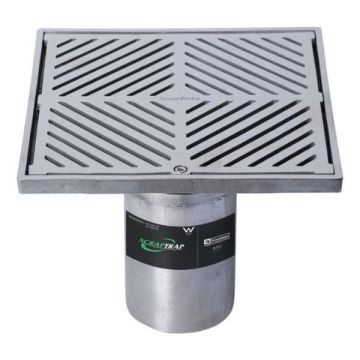250mm Square Floor Grate Heel Proof & Strainer 316 Stainless 100mm Outlet FW-250BS-316 