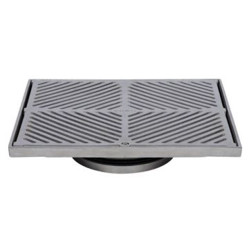 300mm Square Floor Waste Hinged Grate 316 Stainless Steel 150mm Outlet FW-300S-150-316