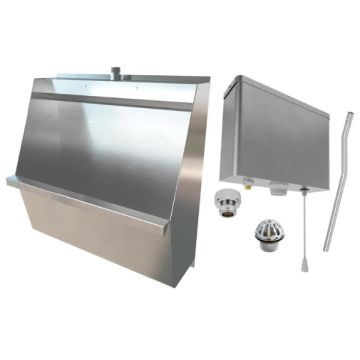 600mm Wall Hung Stainless Urinal Kit Including Pull Chain Cistern M-SWHUR-600C-PCKIT 