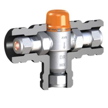 AVG 15mm 1/2" High Performance Tempering Valve Orange Cap TVA15CHP-LF