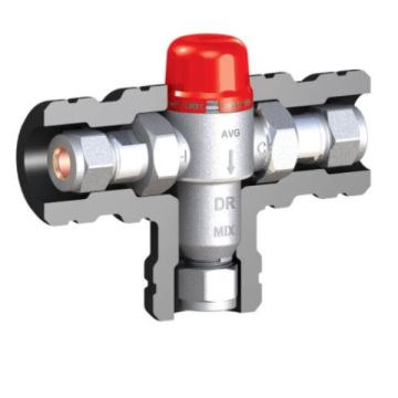 AVG 15mm 1/2" Temperature Control Valve Red Cap Copper Olive TCV15C-LF