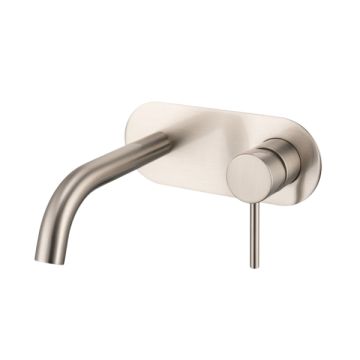 Cob & Pen Wall Basin Mixer With Spout And Plate Brushed Nickel - Artline