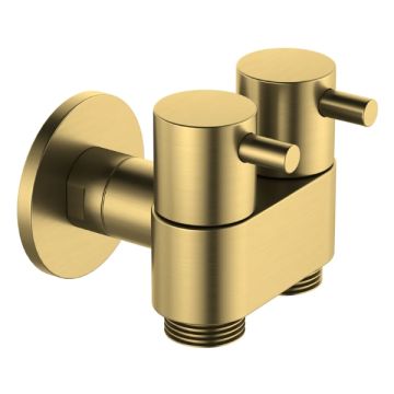 Brushed Gold Dual Cistern Isolation Stop Swivel Nut 1/4 Turn Suit Bidet Shattaf Spray