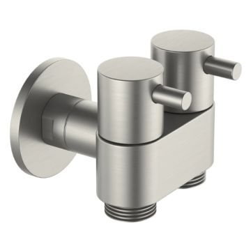 Brushed Nickel Dual Cistern Isolation Stop Swivel Nut 1/4 Turn Suit Bidet Shattaf Spray