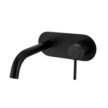 Cob & Pen Wall Basin Mixer With Spout And Plate Matte Black - Artline